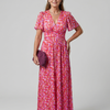 Juna | Short Sleeve Ditsy Floral Print Midi Dress
