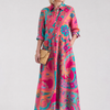 Klera | Printed Button Front Collared Midi Dress