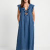 Adelaide | Ruffle Trim Sleeveless Neck Midi Dress