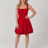 Celen | Sleeveless Square Neck Flared Skirt Mini Dress