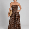 Sorien | Strapless Polka Dot Pattern Midi Dress