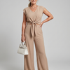 Leonora | Simple V Neck Strap Short Top Wide-leg Pants Sets