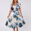 Evans | Floral Print Short Sleeve Wrap Midi Dress