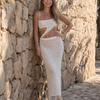 Oliana | Fringe Open Knit Sleeveless Cutout Maxi Dress