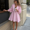 Peker | Ruffle Collar And Gingham Pattern Mini Dress