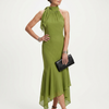 Winifred | Draped Halter Keyhole Midi Dress