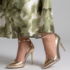 Elowen | Metallic Pointed Toe Ankle Strap Pumps
