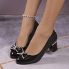 Evelyn | Women's Bow Detail Block Heel Pumps