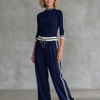 Eirlys | Fitted Long Sleeve Top Wide Leg Pants Set