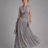 Virelune | Draped Crop Top And Pleated Maxi Skirt Set