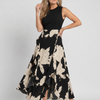 Klasen | Sleeveless Floral Print High Low Hem Midi Dress