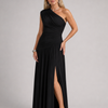 Evadra | One Shoulder Draped Bodice Maxi Dress