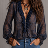Elise | Baroque Paisley Ruffle Zip Chiffon Blouse