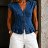 SIZZ | Denim Top with V-Neck
