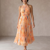 Aurora | Halter Neck Dress with Watercolor Print