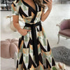 Rita | Geometric Midi Dress with V-Neck