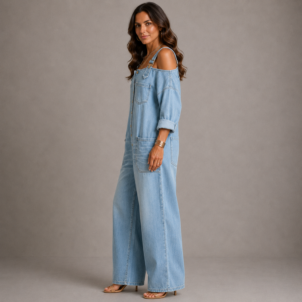SHELBY | Wide jumpsuit with wide legs and pockets