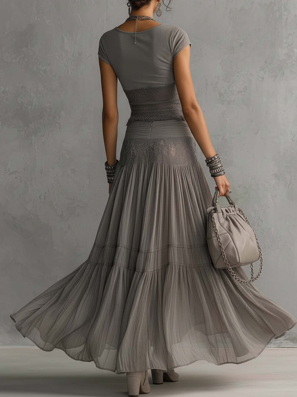 Elena | Top and Pleated Maxi Skirt Set