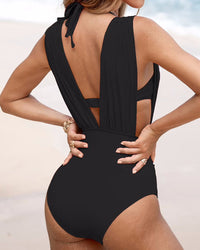 Elegant Shaping Swimsuit with Plunging V-Neck