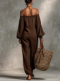Fenna™ | Jumpsuit without shoulder straps with sleeves