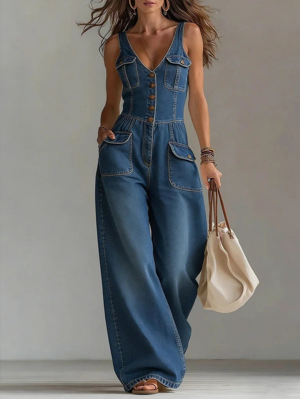 Claire | Women's V-Neck Jumpsuit Outfit