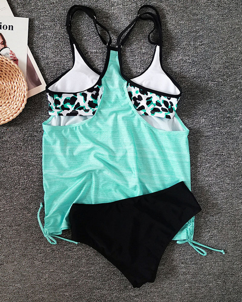 April - Leopard Print Solid Color Tankini