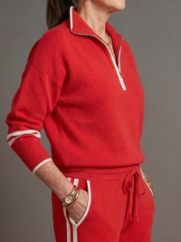 Rain | Zip Neck Long Sleeve Side Stripe Leg Pants Set