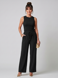 Valencia | Sleeveless Smooth Wide Leg Pants Set