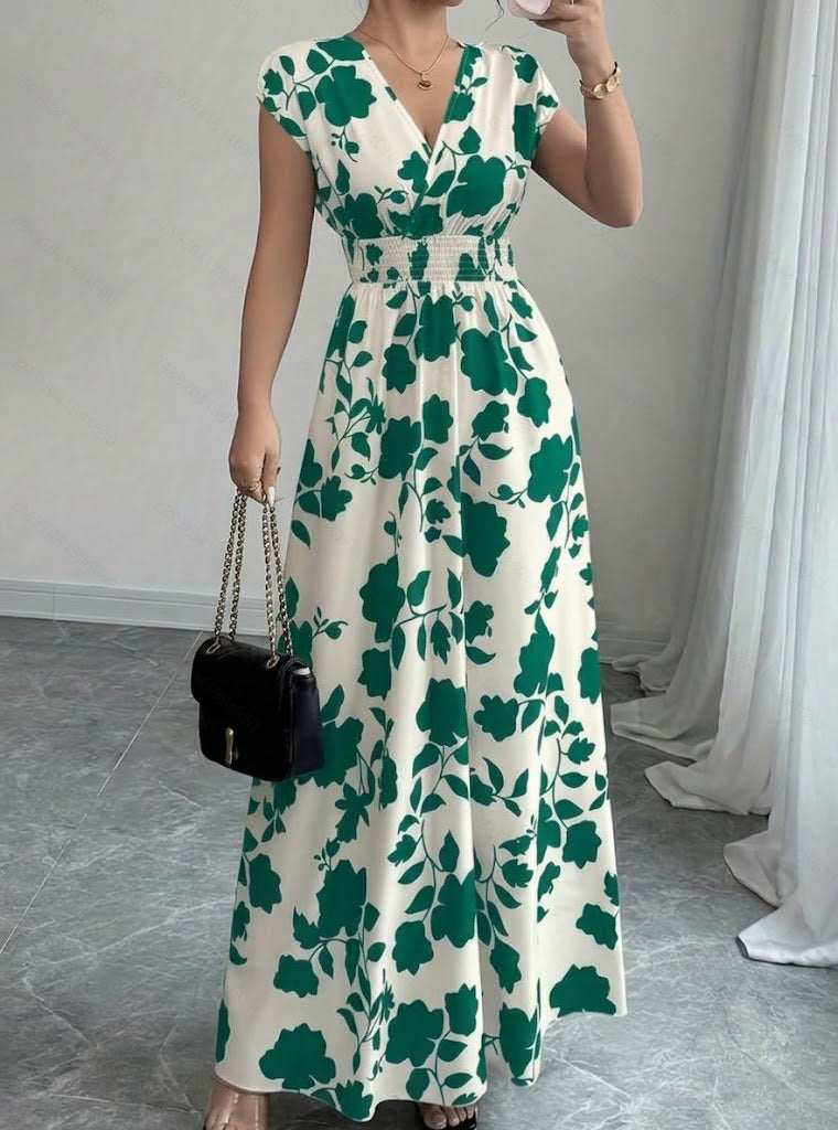 Daniela | Long Floral Dress with V-Neck