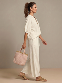 Natalia | Zip Front Blouson Top Wide Leg Set