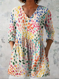 Hannah | Watercolour Polka Dot V-Neck Shirt