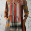 Avery | Stripe Patchwork V-Neck Shirt