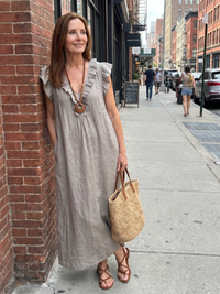 Adelaide | Ruffle Trim Sleeveless Neck Midi Dress