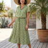 Belladonna | Printed Button Front Belted Midi Dress