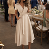 Eleq | Short Sleeve Collared Wrap Waist Midi Dress