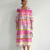 Calla | Easy Flow Patterned Stripe Midi Dress