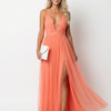 Tia | Deep V Strap Pleated Maxi Dress