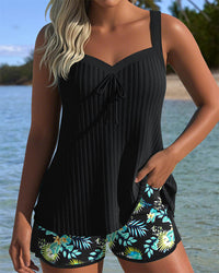Faye | Striped Two-Piece Tankini Set with Beach Shorts