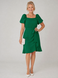 Ruosa | Short Puff Sleeve Side Tie Detail Mini Dress