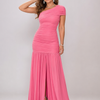 Syor | One Shoulder Pleated Skirt Midi Dress