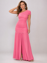 Syor | One Shoulder Pleated Skirt Midi Dress