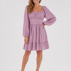 Evalene | Long Sleeve Ruffle Hem Knee Length Dress