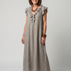Fern | Sleeveless Ruffle Trim Midi Dress