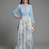 Augusta | V Neck Sheer Bodice Floral Maxi Dress