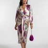 Valentina | Cross Wrap Tie Waist Printed Midi Dress