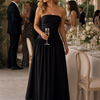 Zelene | Strapless Ruched Bodice Midi Dress