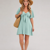 Silum | Short Flutter Sleeve Flared Skirt Mini Dress