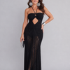 Zephyra | Halter Neck Crochet Fringe Detail Maxi Dress