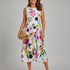 Flory | Floral Print Sleeveless Round Neck Midi Dress
