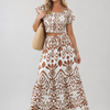 Numan | Short Flutter Sleeve Flared Skirt Midi Dress